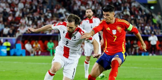 Álvaro Morata durante el partido de octavos de final contra Georgia.