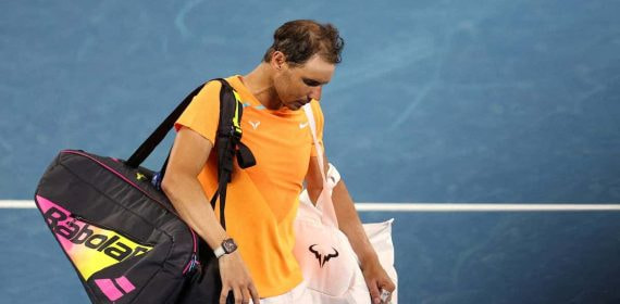 Rafael Nadal, tras lesionarse el psoas en Australia.