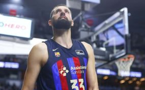 Nikola Mirotic, ayer, en su último partido con el Barça.