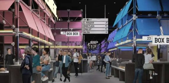 Una recreación de la galería gastronómica del Bernabéu.