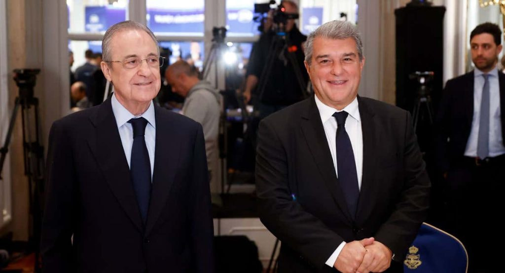 Los presidentes del Real Madrid y del Barcelona, Florentino Pérez y Joan Laporta.