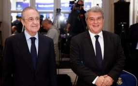 Los presidentes del Real Madrid y del Barcelona, Florentino Pérez y Joan Laporta.