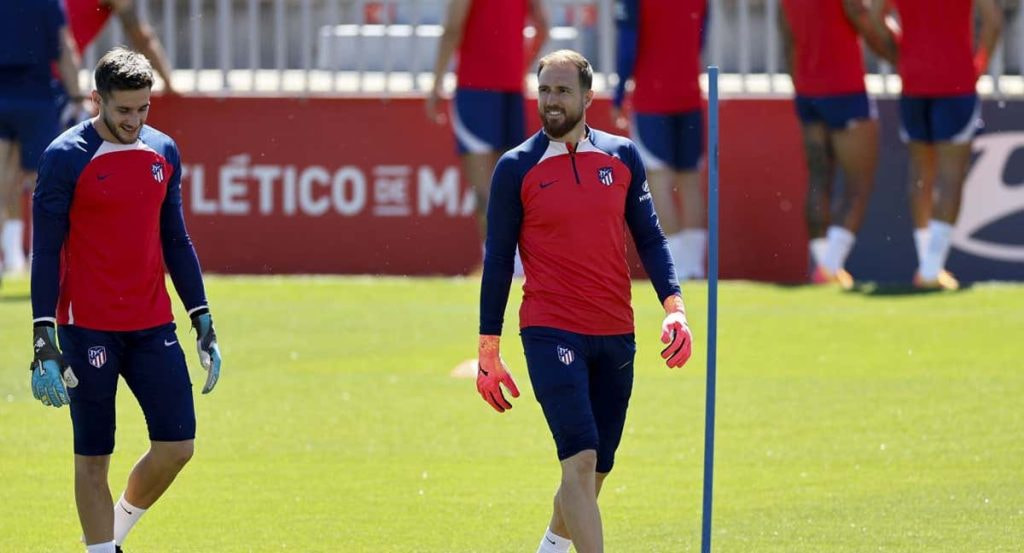 El esloveno del Atlético durante un entrenamiento en Majadahonda.