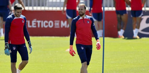 El esloveno del Atlético durante un entrenamiento en Majadahonda.