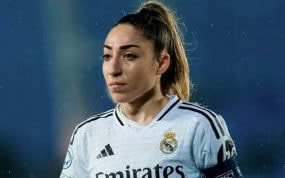 Olga Carmona durante un partido con el Real Madrid en la Champions.