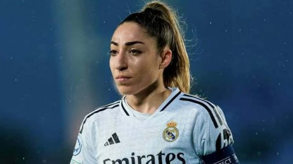 Olga Carmona durante un partido con el Real Madrid en la Champions.