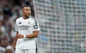 Kylian Mbappé, durante un partido del Real Madrid en el Santiago Bernabéu.