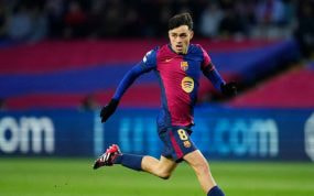Pedri, en un partido con el Barça esta temporada.