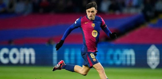 Pedri, en un partido con el Barça esta temporada.