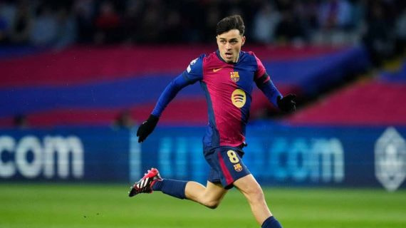 Pedri, en un partido con el Barça esta temporada.
