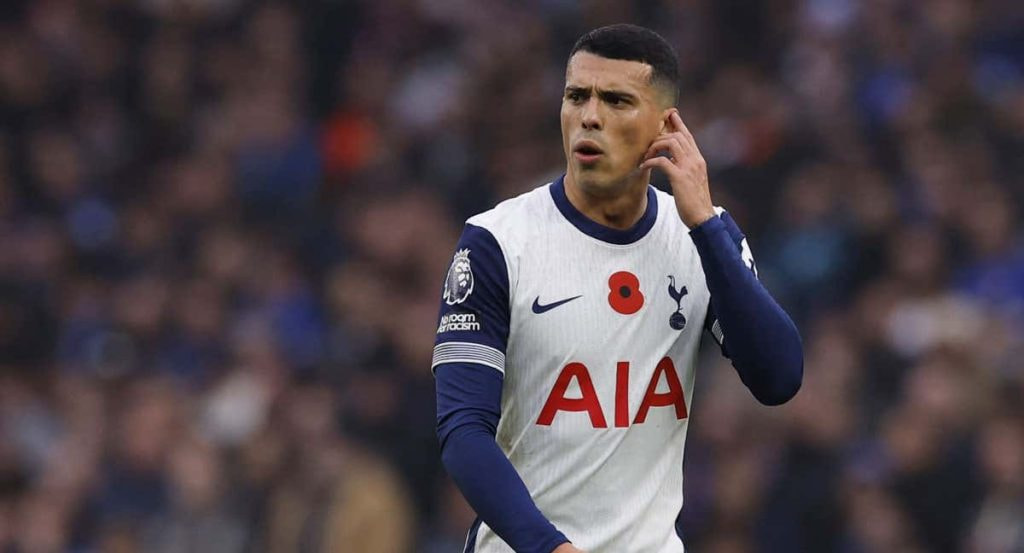 Pedro Porro, en el último partido del Tottenham.