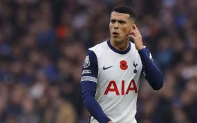 Pedro Porro, en el último partido del Tottenham.