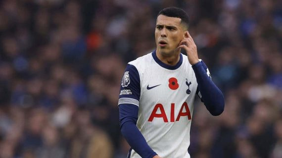 Pedro Porro, en el último partido del Tottenham.