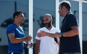Pere Guardiola con Michel y Ferran Soriano.