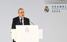 Florentino Pérez, durante la Asamblea.