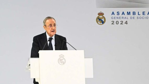 Florentino Pérez, durante la Asamblea.