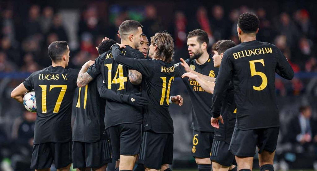 El Real Madrid celebra uno de sus goles a Unión Berlín.