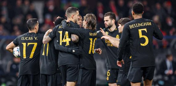 El Real Madrid celebra uno de sus goles a Unión Berlín.