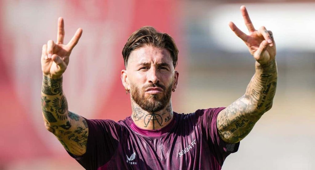 Sergio Ramos, en un entrenamiento del Sevilla.