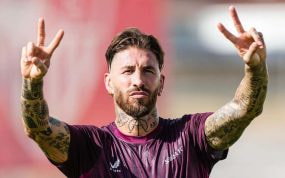 Sergio Ramos, en un entrenamiento del Sevilla.