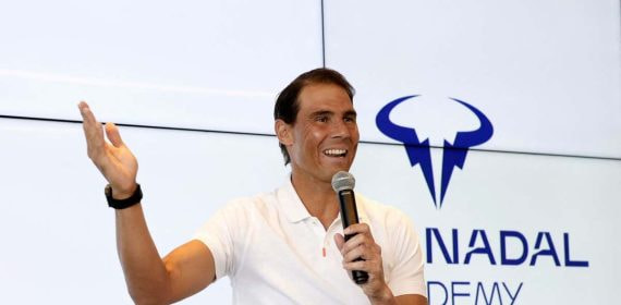 Rafael Nadal, durante una rueda de prensa en su academia en mayo de 2023.