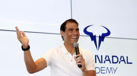 Rafael Nadal, durante una rueda de prensa en su academia en mayo de 2023.