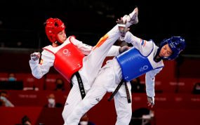 Pelea de taekwondo en los Juegos Olímpicos 2020.