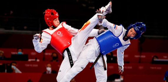 Pelea de taekwondo en los Juegos Olímpicos 2020.