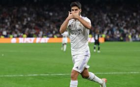 Asensio celebra un gol esta temporada.