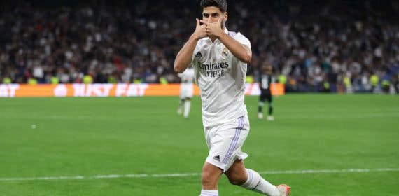Asensio celebra un gol esta temporada.