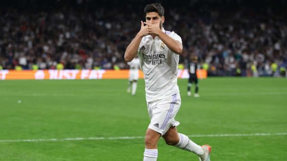 Asensio celebra un gol esta temporada.