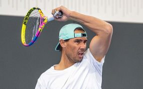 Rafael Nadal, durante un entrenamiento en la academia de Manacor.