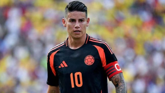 James Rodríguez, durante un partido con la selección colombiana.