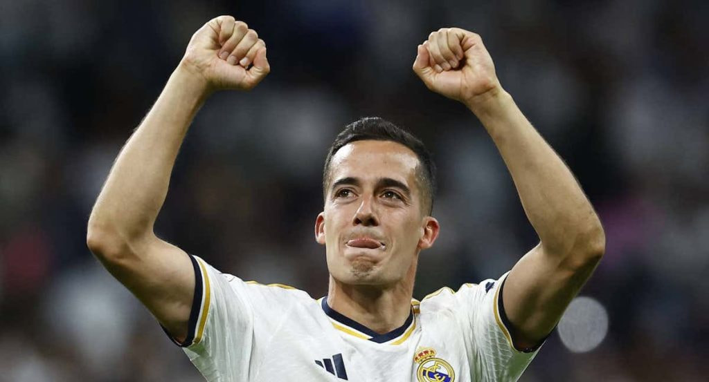 Lucas Vázquez celebra la victoria contra el Barça.