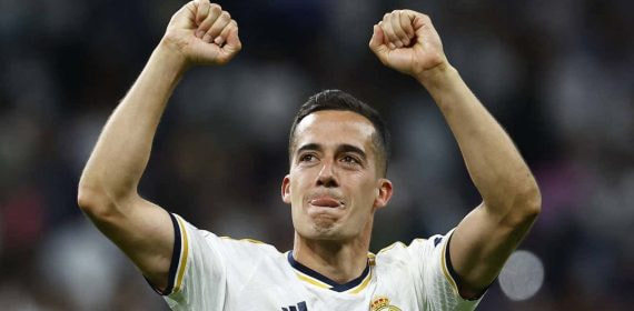 Lucas Vázquez celebra la victoria contra el Barça.