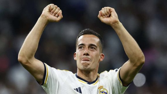 Lucas Vázquez celebra la victoria contra el Barça.