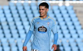 Hugo Sotelo, en un partido con el Celta esta temporada.