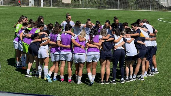 Las jugadoras del Real Madrid antes del partido.