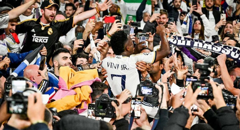 Vinicius, celebrando un triunfo con el Real Madrid.