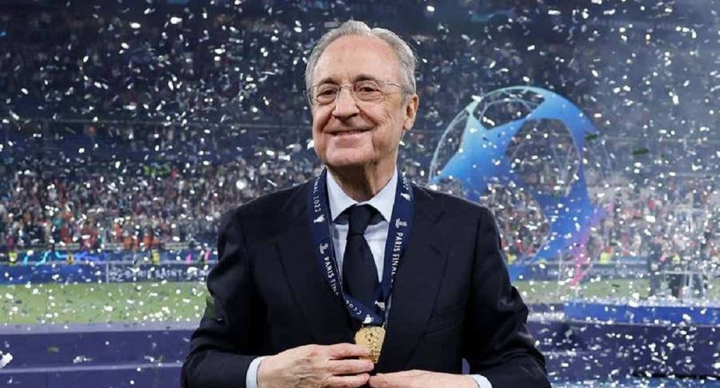 Florentino Pérez, celebrando un título.