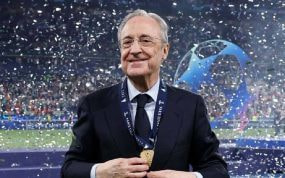 Florentino Pérez, celebrando un título.