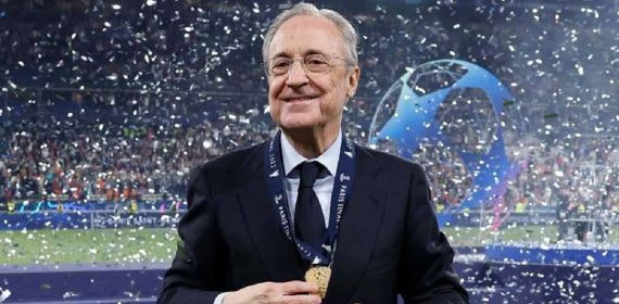 Florentino Pérez, celebrando un título.