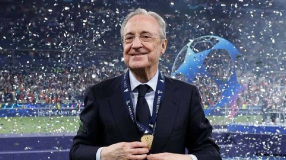 Florentino Pérez, celebrando un título.