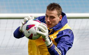 Lunin se entrena en Valdebebas.