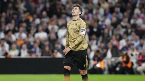 Martín Zubimendi, en el Bernabéu.