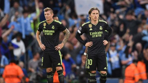 Kroos y Modric, ante el City.