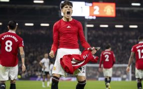Alejandro Garnacho celebra un tanto con el Manchester United