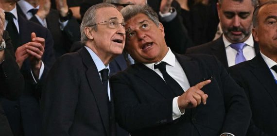 Laporta y Florentino, durante el Clásico del pasado mes de abril.