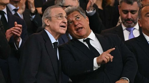 Laporta y Florentino, durante el Clásico del pasado mes de abril.