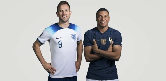 Harry Kane y Mbappé posan durante el pasado Mundial.